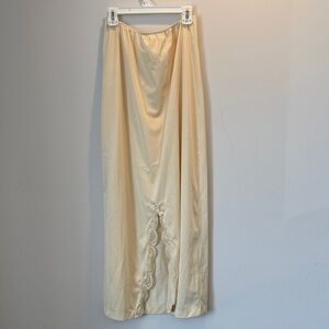 Vintage Cream Slip Skirt with Lace Trim